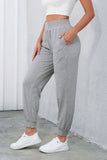 Pantalon de jogging taille haute smocké gris 