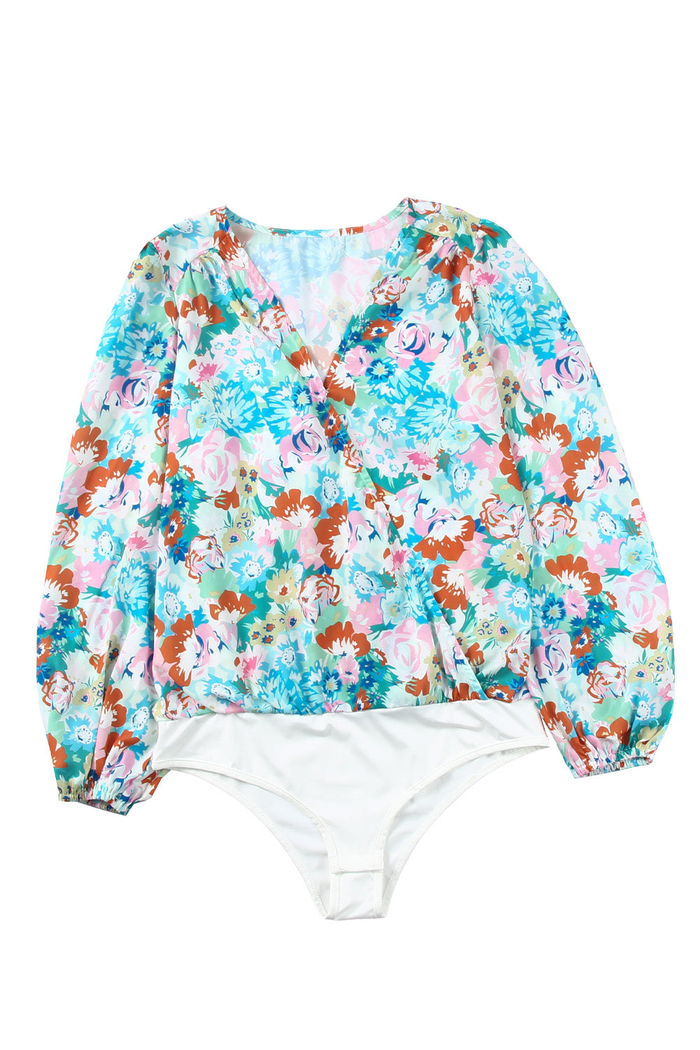 Floral Print Wrap Long Sleeve Bodysuit