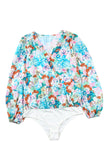 Floral Print Wrap Long Sleeve Bodysuit