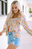 Floral Square Neck Puff Sleeve Babydoll Blouse