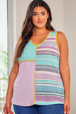 Contrast Trim Color Block V Neck Tank Top