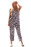 Print Pockets Wide Leg Sleeveless Jumpsuit