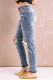 Distressed Faded Splatter Denim Pants