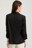 Solid Lapel Collar Satin Blazer