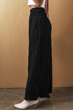 Black Textured Wide Smocked Waist Loose Pants