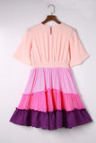 Ombre Colorblock Tiered Dress