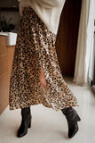 Animal Print High Waist Side Slit Long Skirt