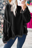 Exposed Seam Drop Shoulder Raw Hem Oversized Sweatshirt