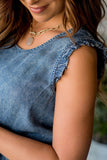 Ruffled Denim Tank Top