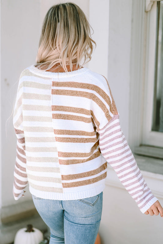 Blocked Drop Shoulder Slouchy Sweater