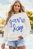 Dark Blue Tinsel Game Day Drop Shoulder Graphic Sweatshirt