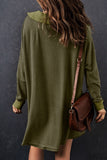 Brown Waffle Knit Buttoned Long Sleeve Top