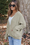 Gray Buttons Front Pocketed Sweater Cardigan