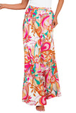 Robe florale multicolore nouée à manches courtes et col en V