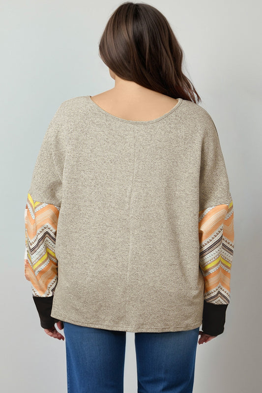 Plus Size Chevron Sleeves Top