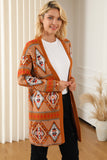 Aztec Geometric Knit Open Front Cardigan