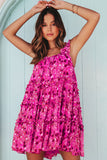 Tiered Ruffled Square Neck Sleeveless Floral Mini Dress