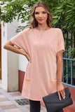 Side Pockets Short Sleeve Tunic Top