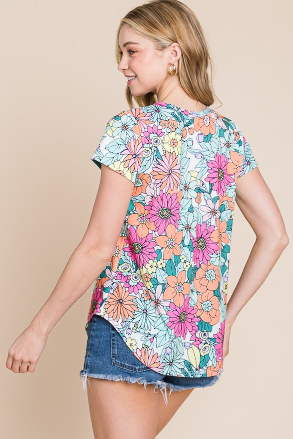 Floral Print Smocked Tank Top