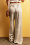 Lace-up Waist Floor Length Wide Leg Casual Pants