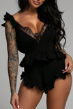 Lace Trim Back Knot Teddy Lingerie