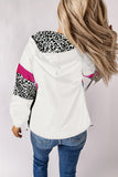 Black Leopard Color Block Pockets Zip-up Hooded Jacket