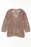 Hollowed Knit V Neck Dolman Sleeve Sweater