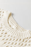 Solid Color Pointelle Knit Puff Sleeve Sweater