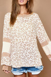 Leopard Print Round Neck Puff Sleeve Top