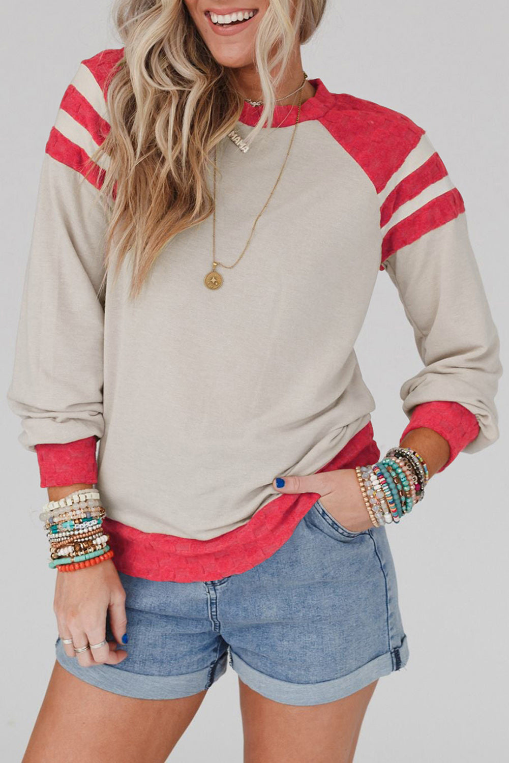 Color Block Raglan Long Sleeve Top