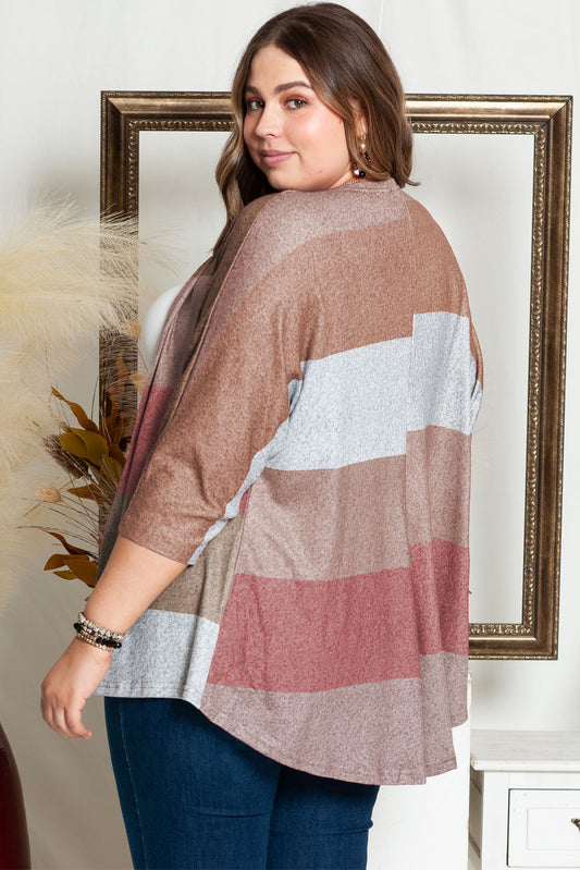 Plus Size Colorblock Knit Cardigan