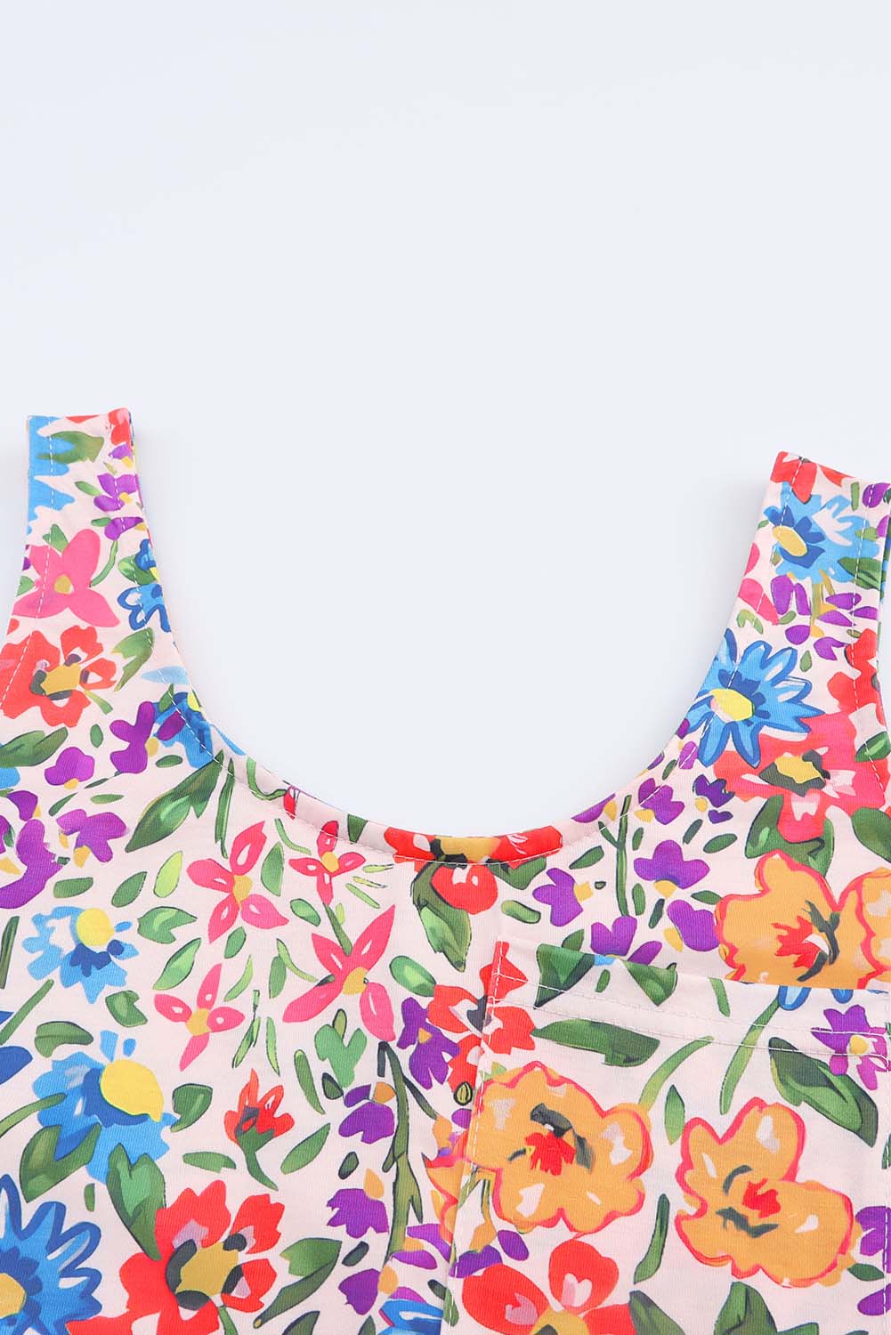 Spaghetti Straps Knot Front Floral Tank Top