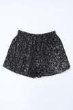 Sequin Straight Leg High Waist Casual Shorts