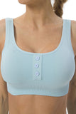 Seamless Wide Straps Buttons U Neck Sports Bra