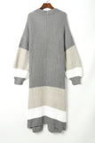 Colorblock Cable Knit Side Pockets Duster Cardigan