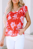 Floral Square Neck Ruffle Sleeve Blouse