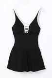 Strappy V Neck Side Split One-piece Swimdress