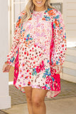 Floral Long Sleeve Plus Size Shift Dress