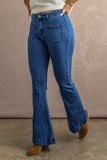 Vintage Casual Pocket Flared Jeans