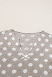 Khaki Polka Dot Knit Sweater Two Piece Set