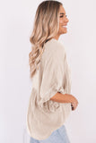 Ruffled Lace Detail Loose V Neck Top