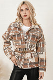 Brown Aztec Print Flap Pocket Button-up Jacket