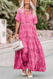 Paisley Print Boho Holiday Ruffle Tiered Maxi Dress