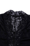 V Neck Hollow-out Lace Bodysuit