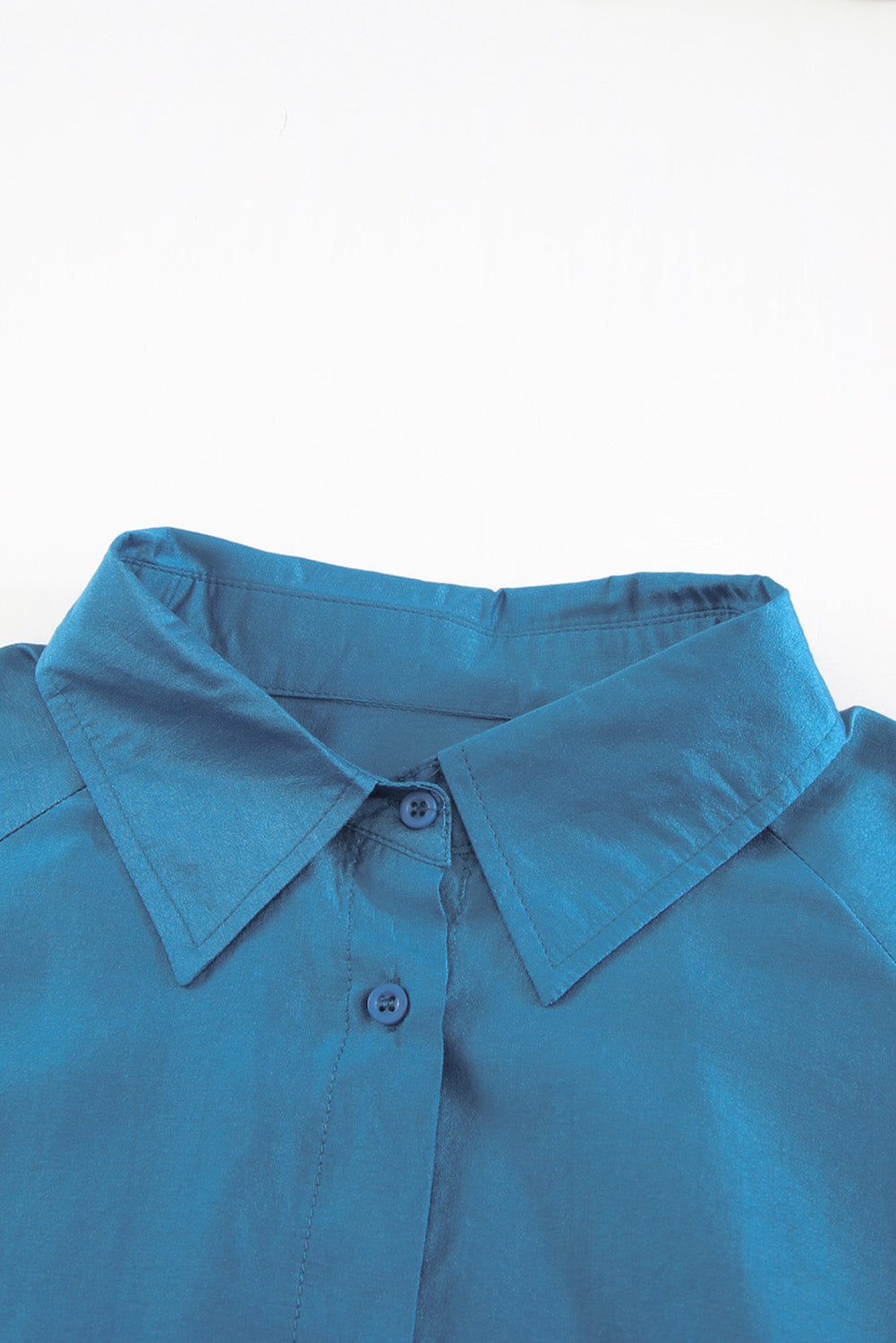 Billowy Sleeves Pocketed Shirt