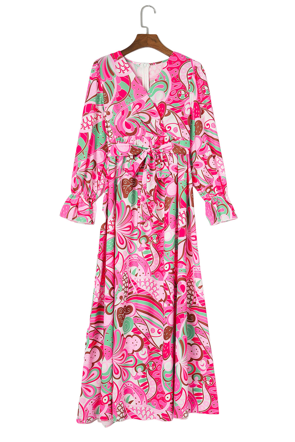 Surplice V Neck Floral Maxi Dress