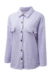 Veste chemise violette boutonnée en peluche avec poches