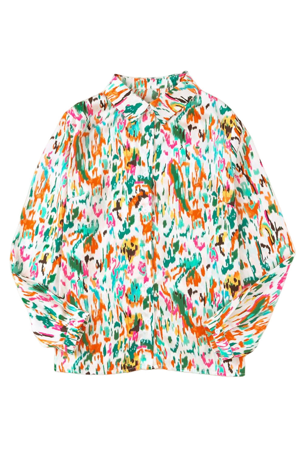 Abstract Print Button Up Long Sleeve Shirt