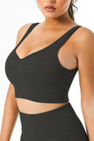 Plain Ribbed V Neck Sports Bra