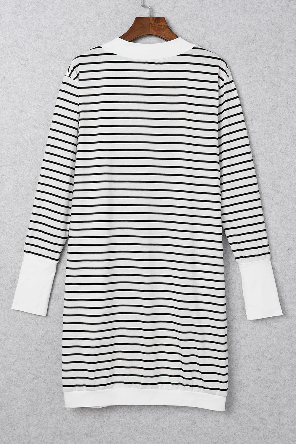 Striped Side Pockets Open Front Cardigan